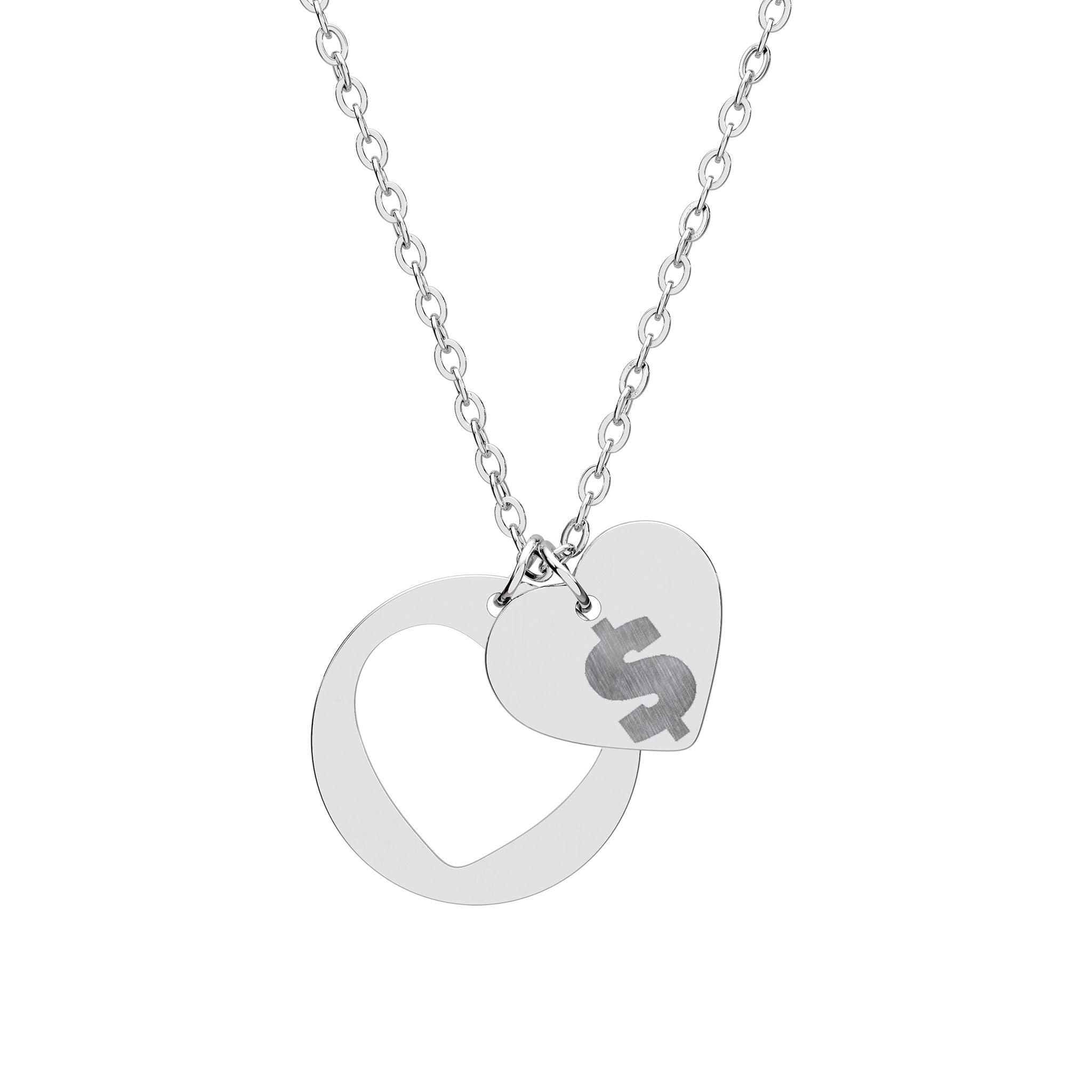 $ Heart Cutout Necklace (Engraving)